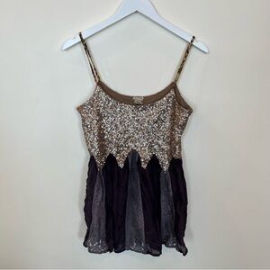 Gimmicks By BKE Tank Top Flowy Fairy Sequence  Womens Size Small Floral Lace